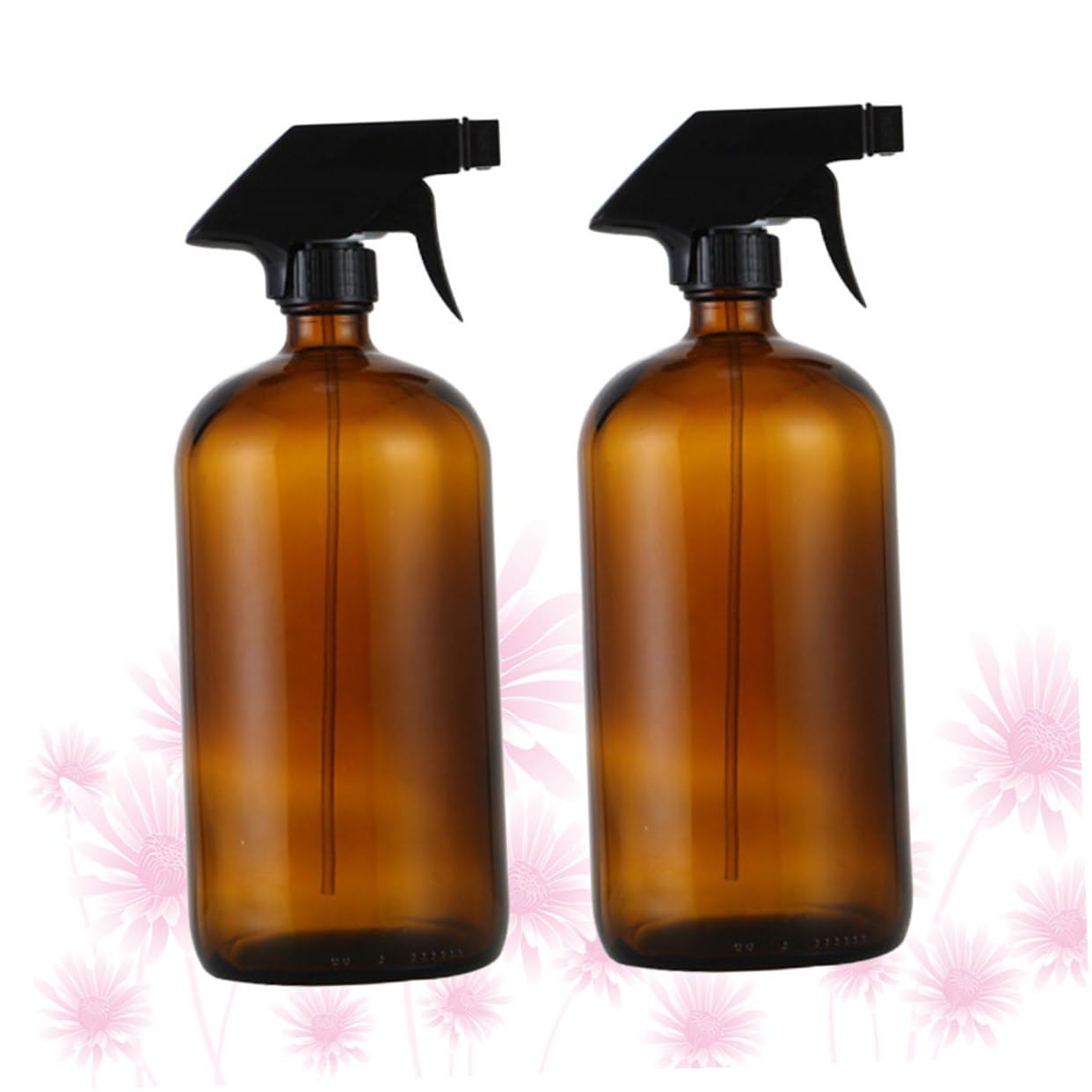 VILLCASE 2 Stück Braune Sprühflaschen aus Glas 500 ml Wiederbefüllbare Leere Sprühflaschen mit Auslöser Auslaufsichere Make Up und Hautpflege Tragbar für Reisen und Outdoor
