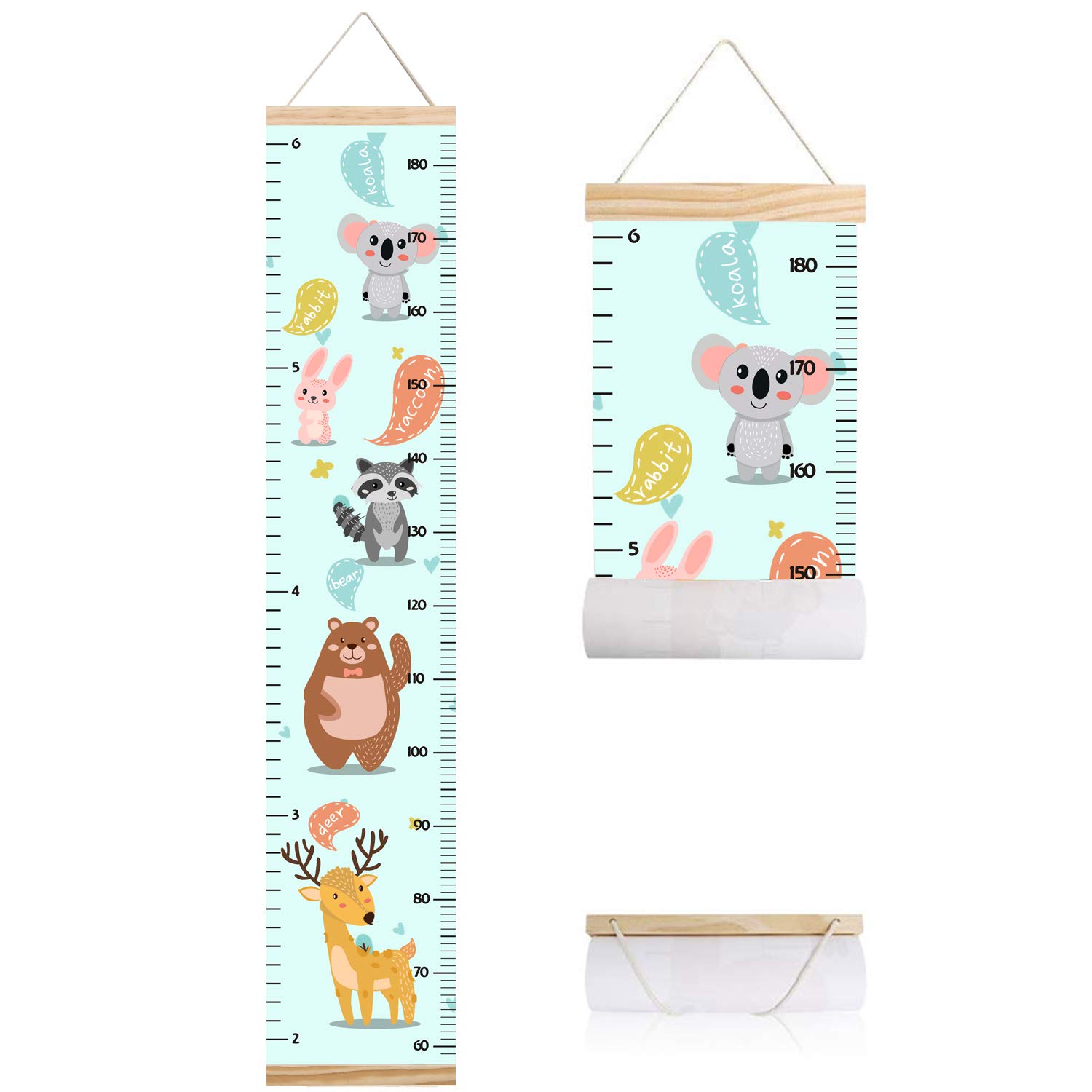 Animals Growth Chart for Kids, Baby Height Chart, Canvas Height Measuring Rulers for Boys Girls (Animals 4)