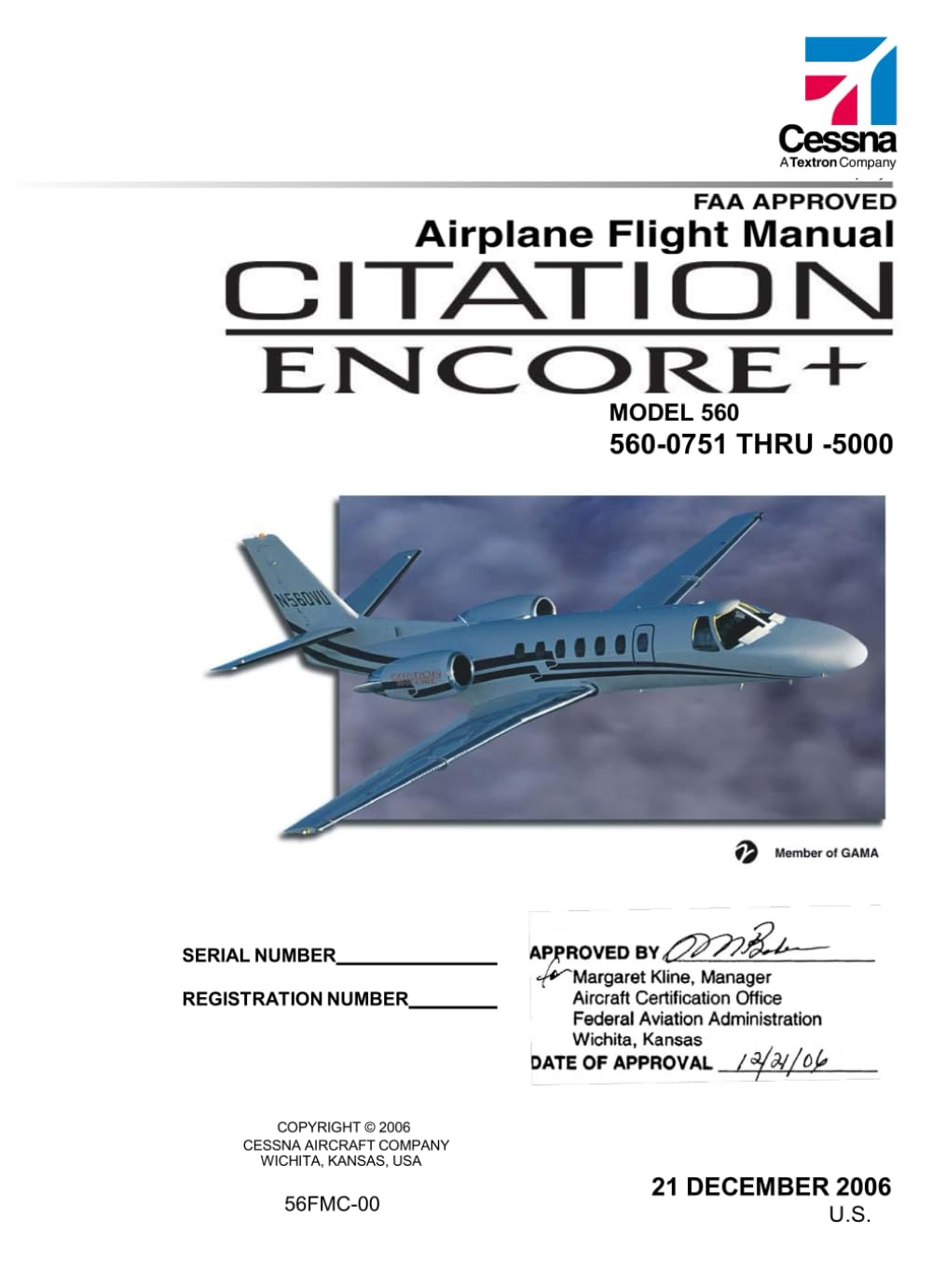Cessna Citation Encore Plus Airplane Flight Manual: AIRPLANE FLIGHT MANUAL