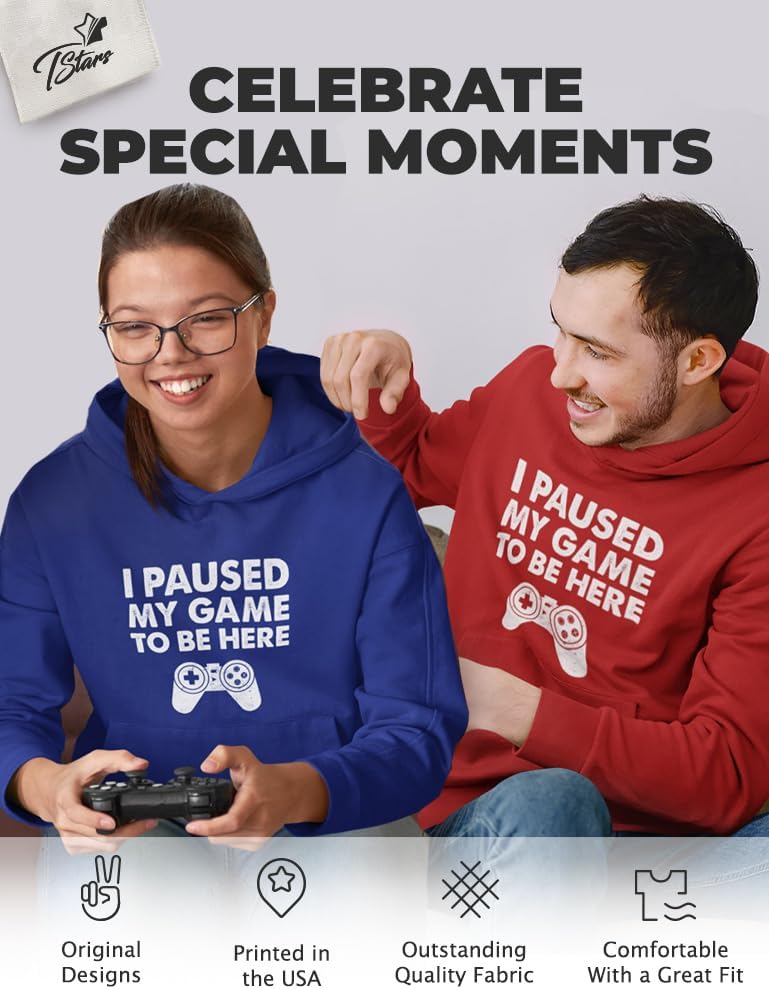 Tstars Funny Gaming Hoodie for Men - I Paused My Game to Be Here Gamer Gifts Teen Boys & Fans of Video Games - Image 6