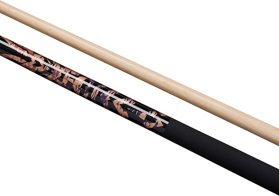 POWERGLIDE One 2-Piece Pool Cue Stick | Maple Wood Shaft & Ramin Butt with Decal | Pool Joint with Plastic Collar | Full Size 57