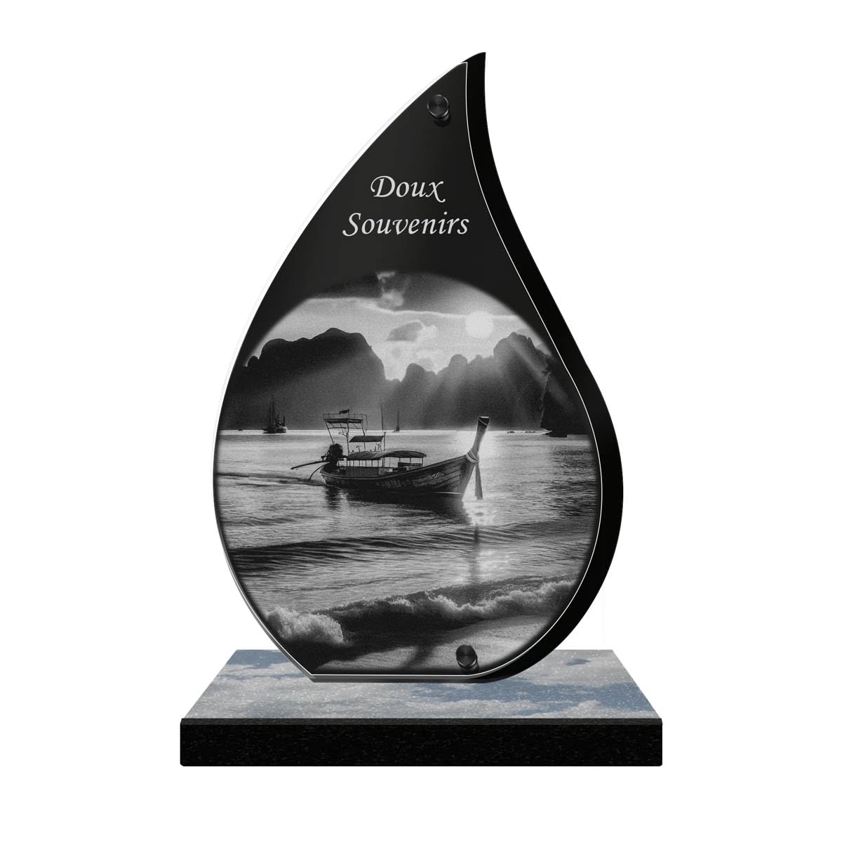 Plaque funéraire personnalisée lueur océan pour souvenir de marin