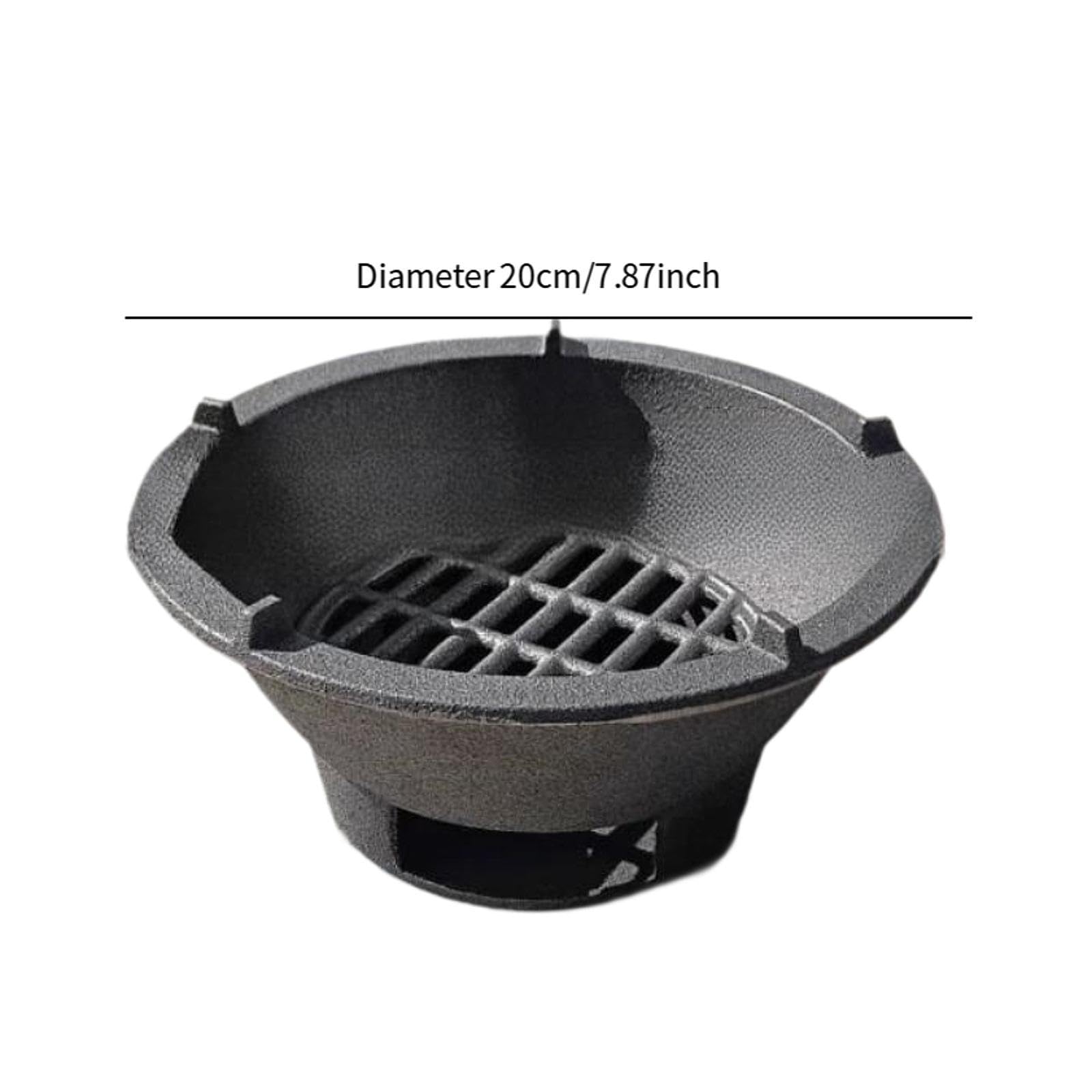 Qianly de Hierro Fundido Portátil Parrilla de Carbón Compacta para Cocina Y Barbacoa Mini Herramienta para Picnic Y Jardín Adecuada para Restaurant, 20 CentÍmetros