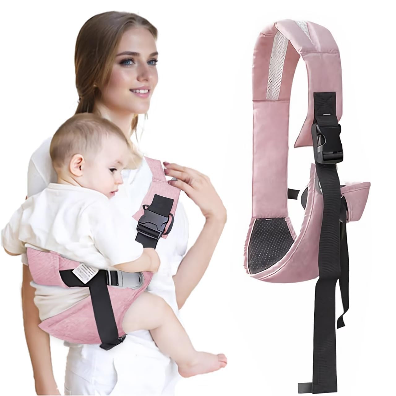 Shoulder Strap Strap,Strap with Adjustable Pads, Ergonomic Strap, Portable Lightweight Anti Slip Hip Strap 5-50lbs (Pink)