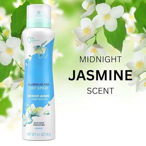 Miniatura 2 de Desodorante en aerosol seco sin aluminio para mujeres, aroma a jazmín de medianoche, 4.1 onzas, protección contra olores de larga duración, suave