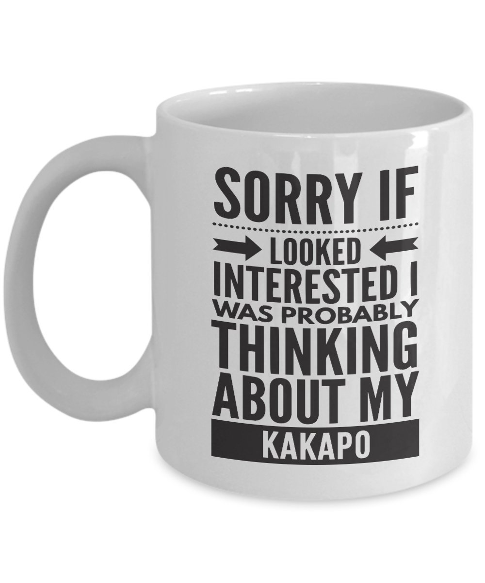 Kakapo Mug - Sorry If Looked Interested I Was Probably Thinking About - Funny Novelty Ceramic Coffee & Tea Cup Cool Gifts For Men Or Women With Gift Box