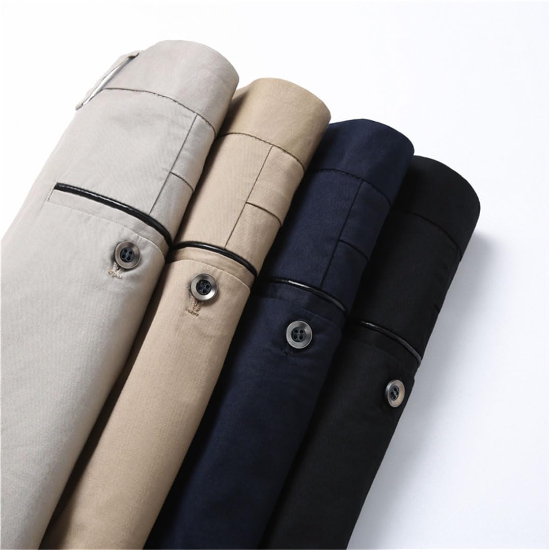 Vogrtcc Pantaloni Casual da Uomo Sottili in Cotone A Gamba Dritta Pantaloni Elasticizzati Casual da Lavoro