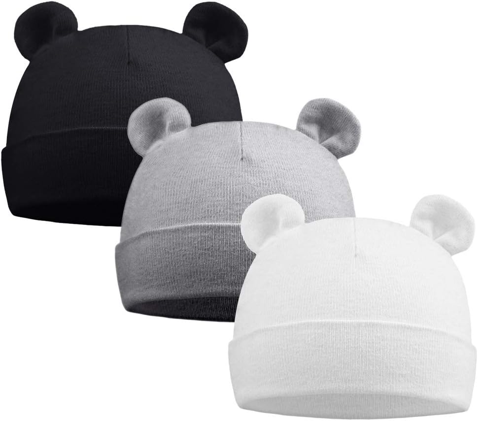 Pesaat Gorro de hospital para recién nacidos de 0 a 12 meses, gorro para niños y niñas prematuros, gorros sólidos para bebés, Otoño Invierno