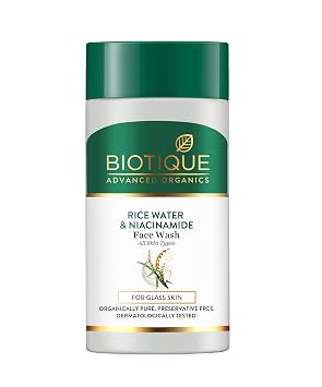 Biotique Rice Water & Niacinamide Gel Face Wash Removes Excess Oils & Reduce Blemishes of the Skin | Glass Skin | For Men & Women - 25ml