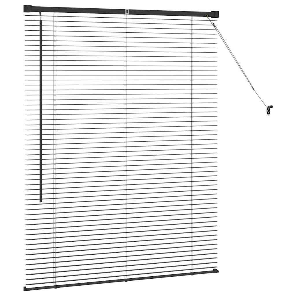 Fensterjalousie mit Vorhängen, Aluminium, Matt, rollos für Fenster, rollos & jalousien, geeignet für Wohnzimmer, Schlafzimmer, Moderne gardinen, Schwarz, 100 x 130 cm