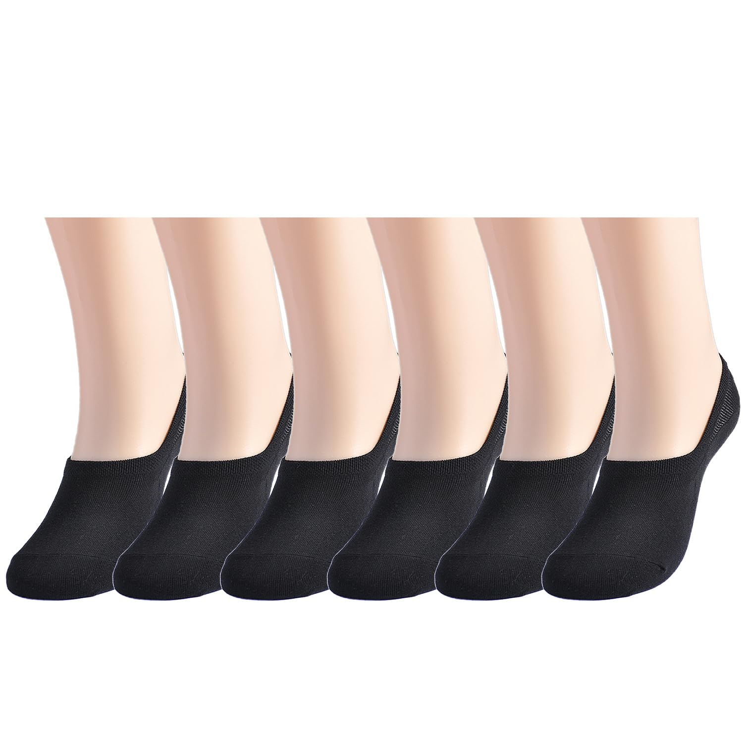 EPEIUS Womens No Show Socks Non Slip Thin Seamless White Nude Invisible Socks Footies Low Cut Liner 3/6 Pairs