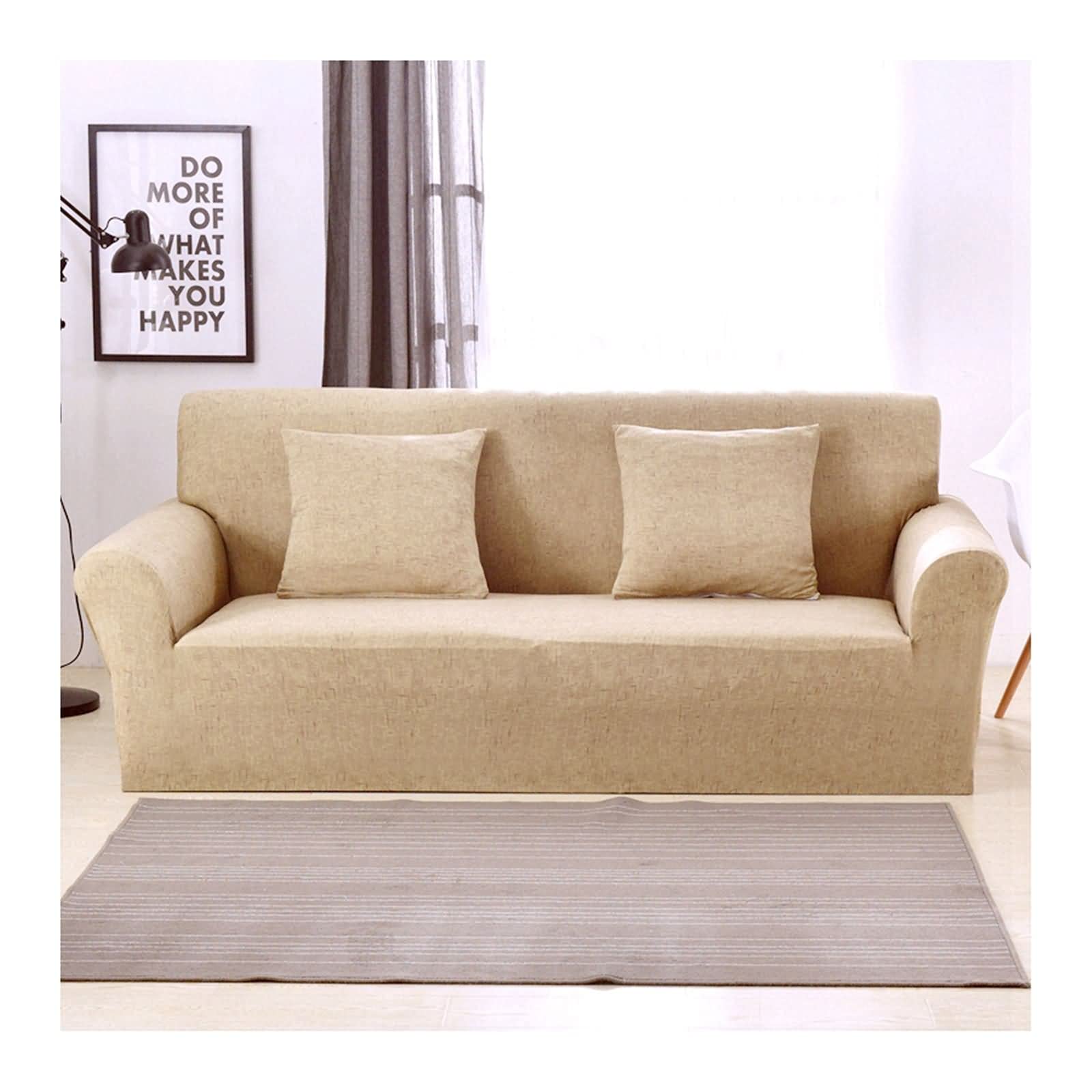 Housse canapé 4 places anti tache revêtement protecteur extensible 235-300cm