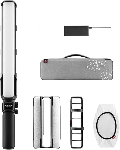 ZHIYUN V60 - Combo de varitas de luz de video, portátil de 60 W LED regulable, iluminación de fotografía de mano para estudio fotográfico,