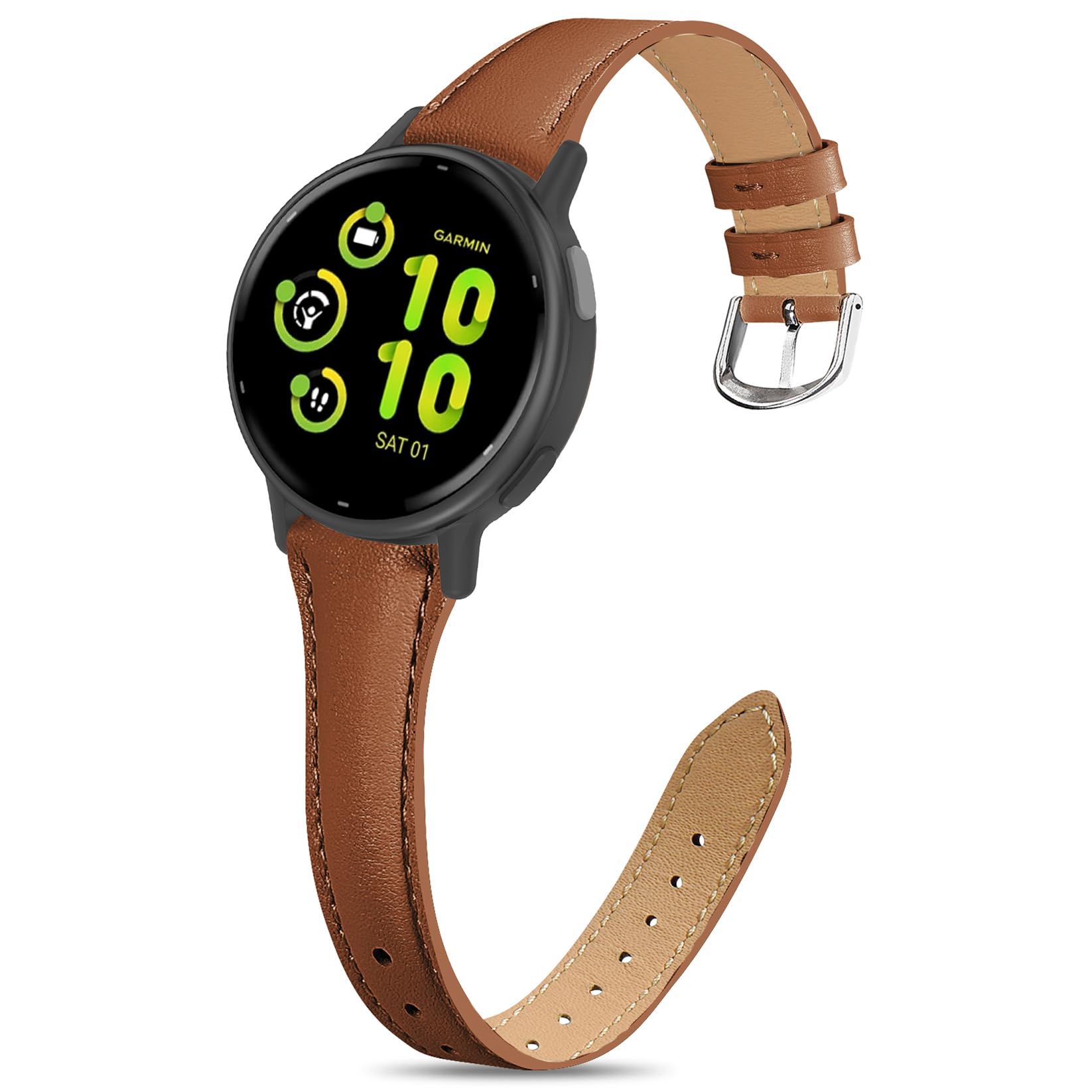 Pasek 20 mm do Garmin Vivoactive 5 / Forerunner 245/645/55, miękka skóra, sportowy pasek do zegarka Venu Sq/2 Plus, damski pasek zapasowy