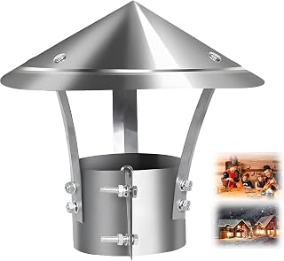 90-300mm Stainless Steel Stove Pipe Topper, Adjustable Cone Top Chimney Cap, Roof Rain Chimney Cover, for Wood Boiler, Oil Burning Stove, Furnace, Heater(300)