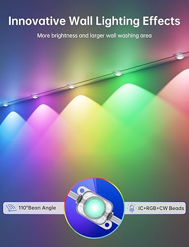 Miniatura 8 de Luces permanentes para exteriores Pro, 200 pies con 100 LED inteligentes IC+RGBCW luces de aleros de Navidad para decoración diaria y de vacaciones,