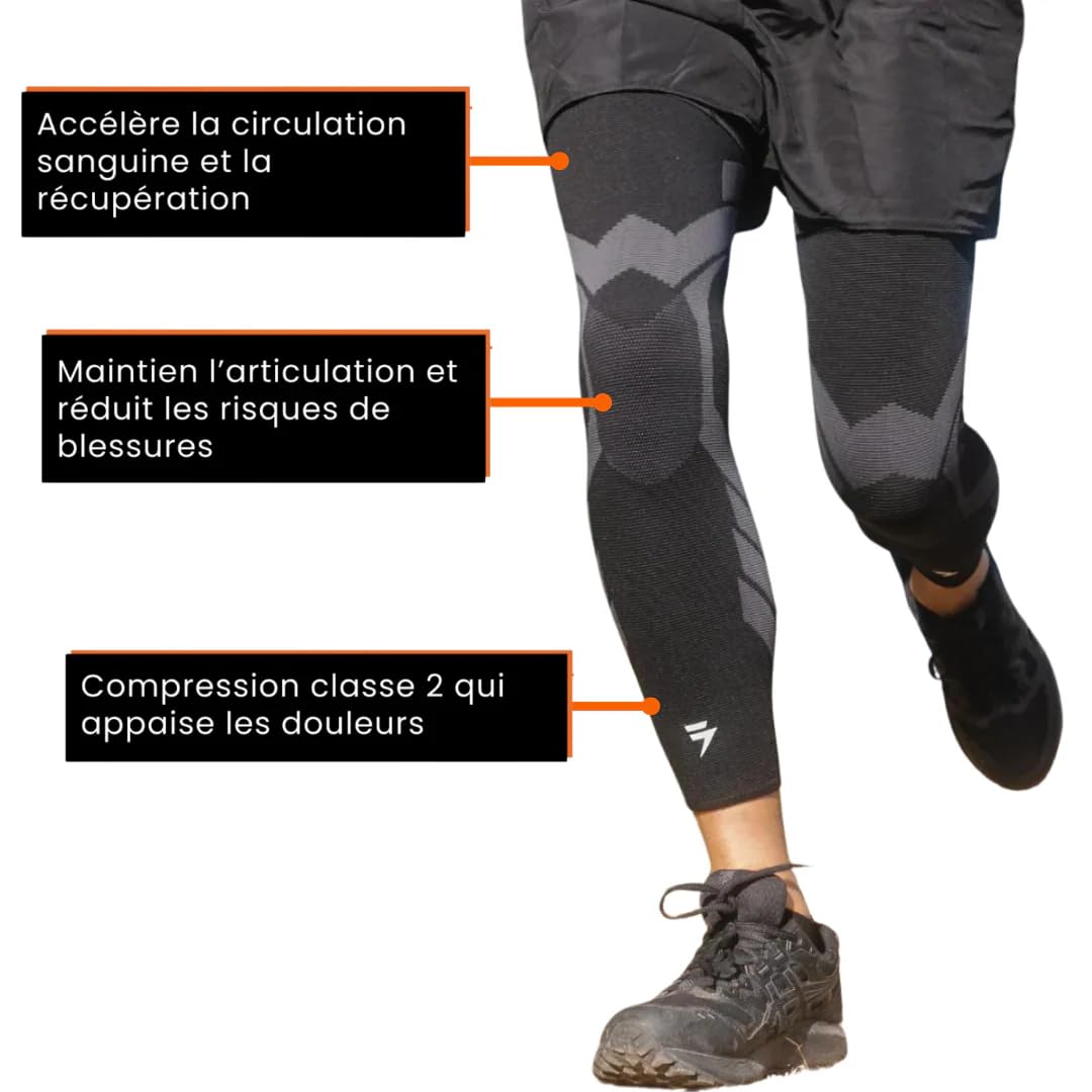 Flytex Kompressionsbandage für Knie und Bein, V2, Schwarz, Größe M