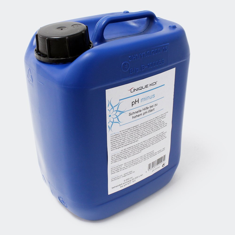 Wiltec PH Minus Unique Koi 5000 ml per laghetti con 50.000 Litri d'Acqua Abbassa Il Valore PH Riduttore PH
