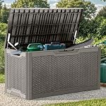 YITAHOME 100 Gallon Large Resin Deck Box Outdoor Storage Boxes for Patio Furniture, Outdoor Cushions, Garden Tools and Pool Supplies-Waterproof,Lockable (Taupe)