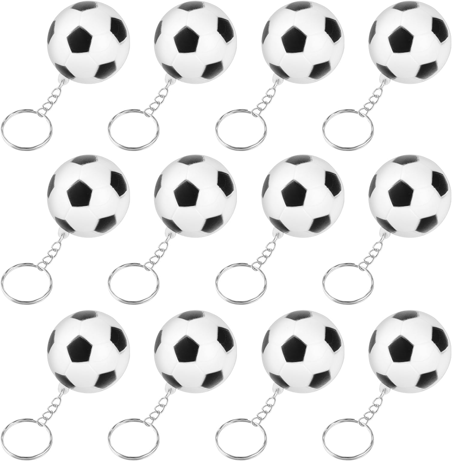 Grevosea 12 Pieces Soccer Keychains, Soccer Ball Sports Ball Keychains Mini Foam Soccer Keychain Soccer Party Favors Decorations Sport Birthday Party Favors Goodie Bag Fillers Backpack Decorations