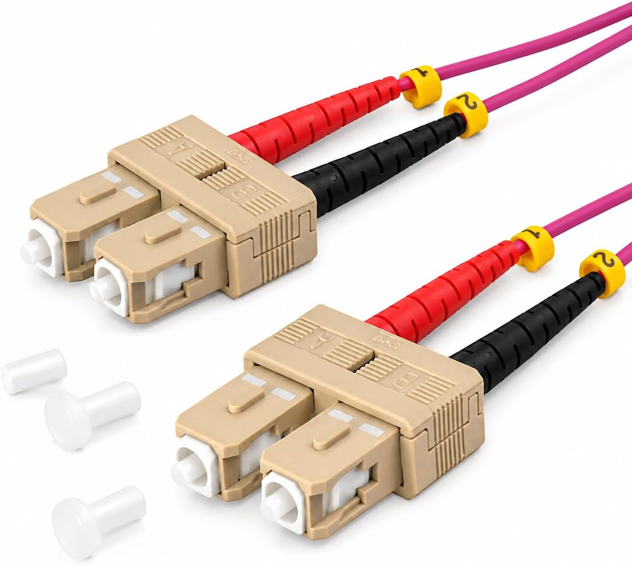 1aTTack.de 1 x Патч-кабель SC/UPC OM4 LWL DX DUPLEX - SC/UPC MM MULTIMODAL, фиолетовый 50/125 мкм