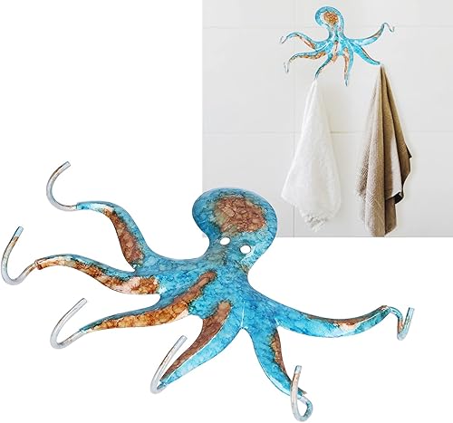 Miniatura 3 de Haofy Gancho de pared de pulpo de hierro, gancho multiusos, ahorro de espacio, forma única, 7.37 oz, peso máximo de 21 libras, montaje en pared,