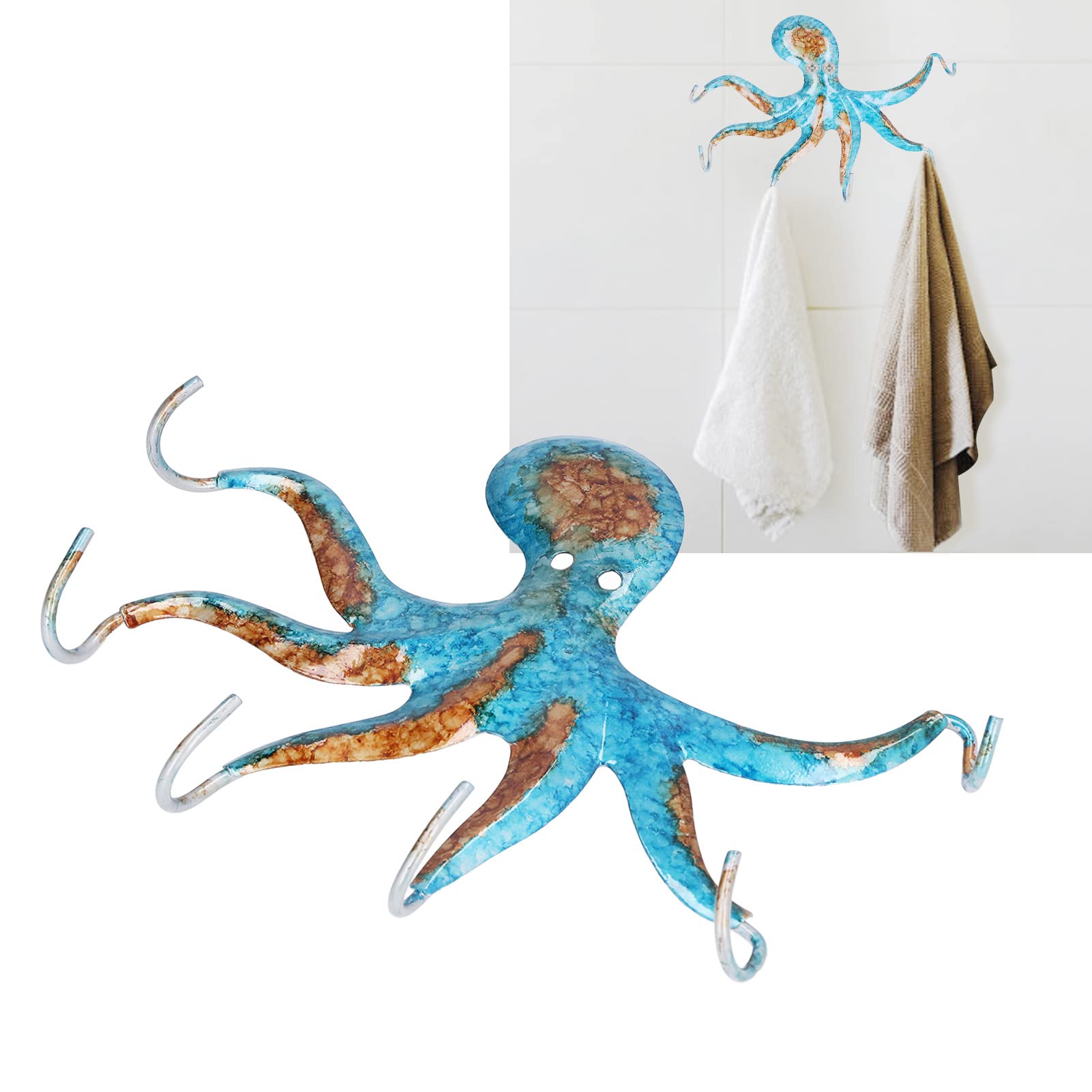 Cyrank Portachiavi Da Parete A Forma Di Polpo - Ganci In Ferro Antichi Per Appendere Cappotti, Asciugamani, Sciarpe - Decorativo Per Ingresso, Bagno, Camera