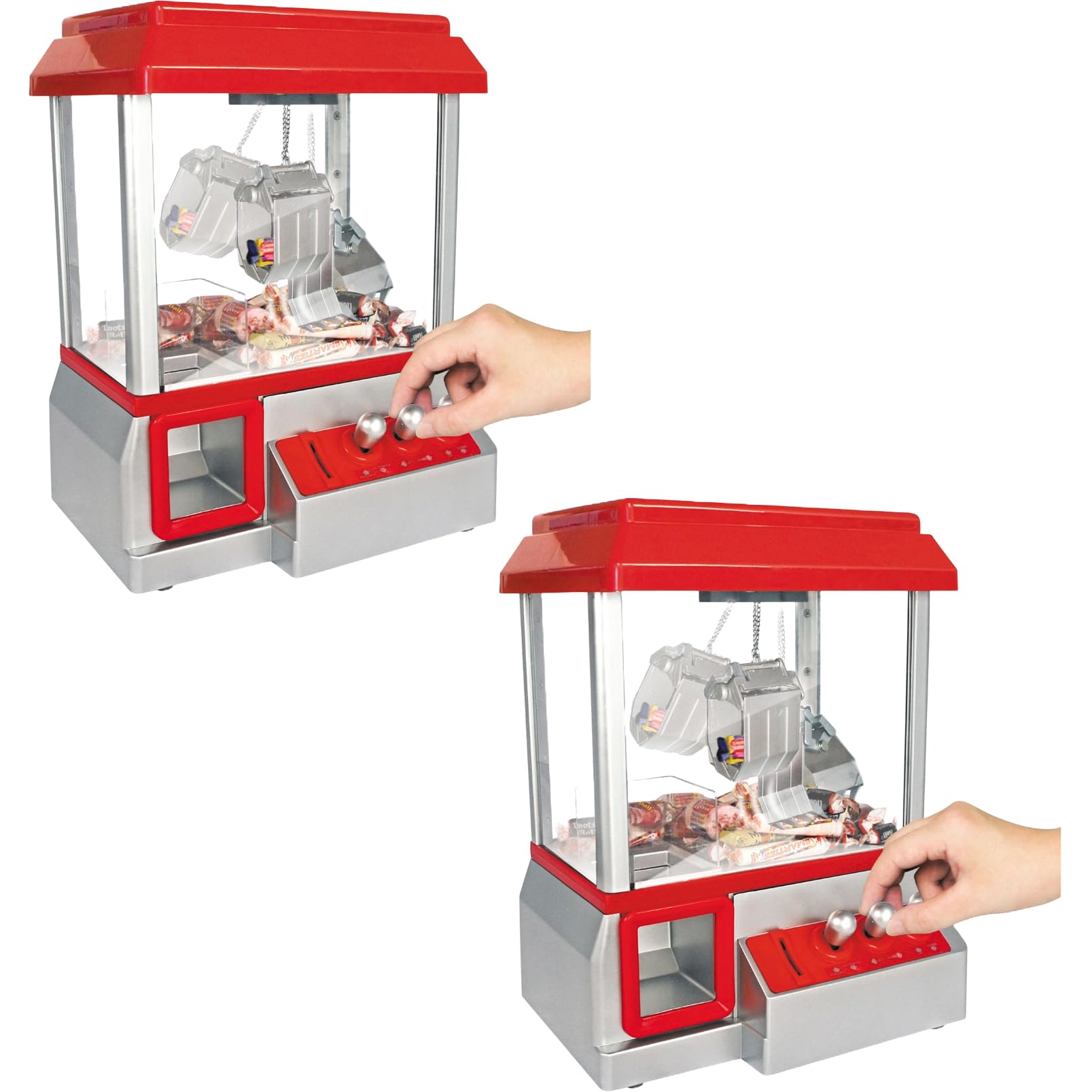 PowerTRC Claw Machine Toy Arcade Game with Sound, Mini Carnival Games Fun Candy Toy Grabber Dispenser Vending Toy for Boys Girls Kids (Size: 13.75in x 10in) 2 Sets