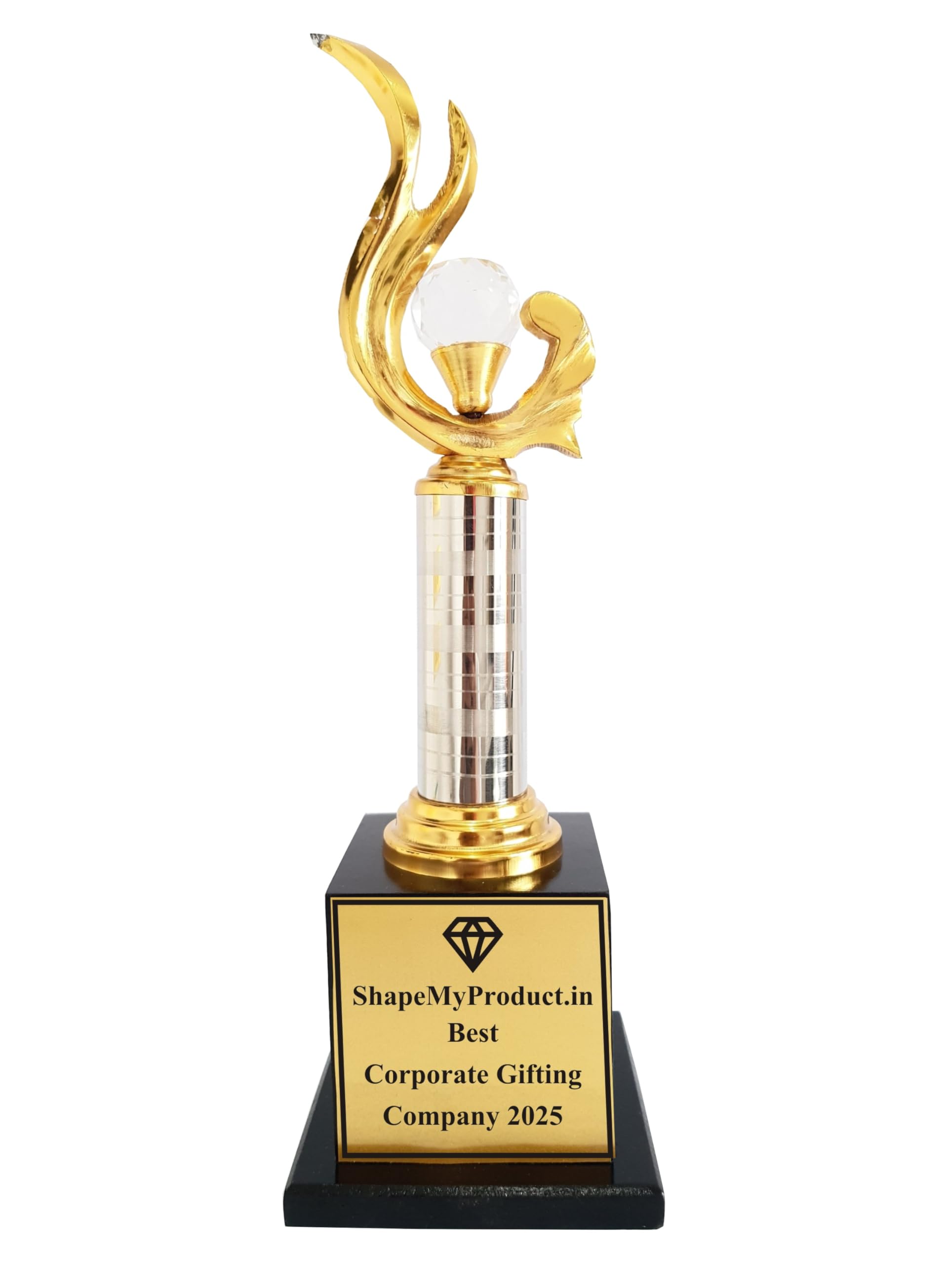 SMP Customized/Persnalized Metal Award/Trophy | Model-SMPM01 |Golden Diamond One Par Trophy with Personalized Engraving/Printing-image-1