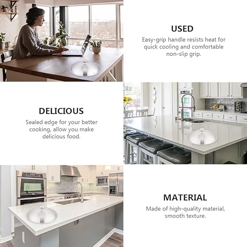 Miniatura 2 de BESTonZON Tapa para wok, tapa de olla de cocción lenta, tapa ovalada de acero inoxidable, tapa universal universal para olla, tapa de sartén de