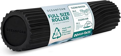 Miniatura 118 de Oceanfoam Tidal Roller - Rojo, Azul Marino Oscuro y Natural Marmóreo - Rodillo de espuma para masaje muscular para dolor de espalda y estiramiento -