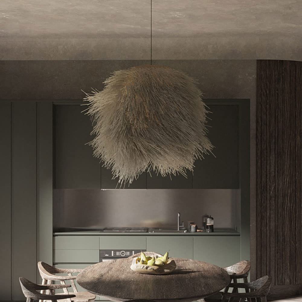 Grande Lampadario Unico In Stile Retrò Boho, Rustica Rattan