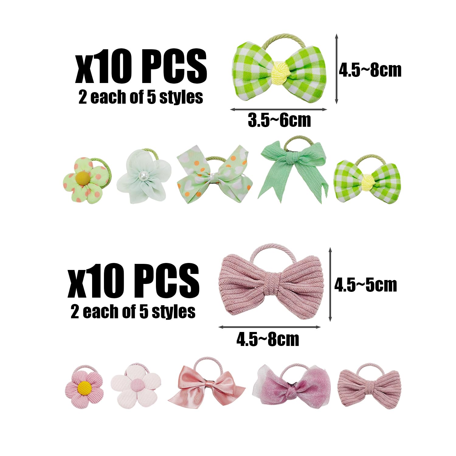 20 Pieces Of Cute Hair Ropes, Bow Flower Hair Ropes, Girls Hair Ropes, Hair Accessories, Elastic Hair Ropes - Image 2