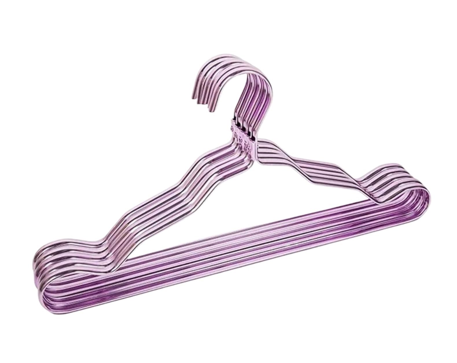 Cintres pour Adultes, en Alliage D'Aluminium Épais, Séchoirs À Vêtements Antidérapants, sans Couture, pour T-Shirts, Armoires, Rails pour Porte-Manteaux,Purple-10pcs