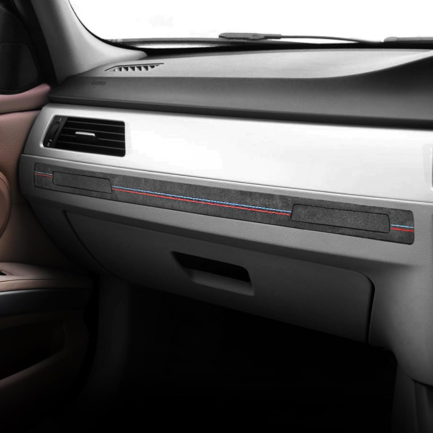 Betterhumz Car Cup Holder Panel Trim Cover for Alcantara for BMW E90 E91 E92 E93 3 Series 2005-2012 325i 320i 318i Car Copilot Passenger Decal Sticker Interior Accessories