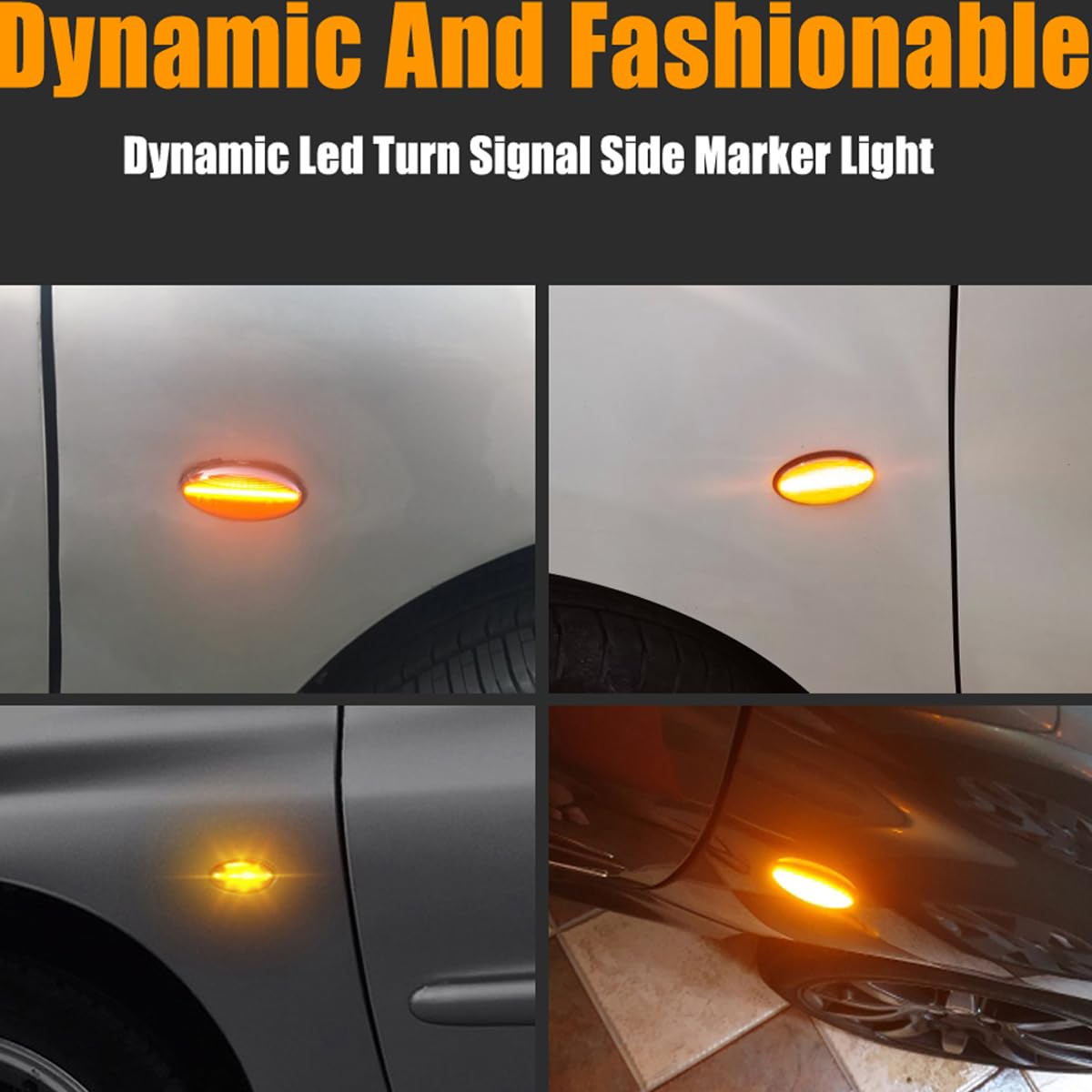 Dynamiczne boczne kierunkowskazy LED (migotanie sekwencyjne) kompatybilne z Peugeot 1007, 107, 108, 206, 301, 307, 407, 4007, 607 i kompatybilne z Citroën C1, C2, C3, C5, C6