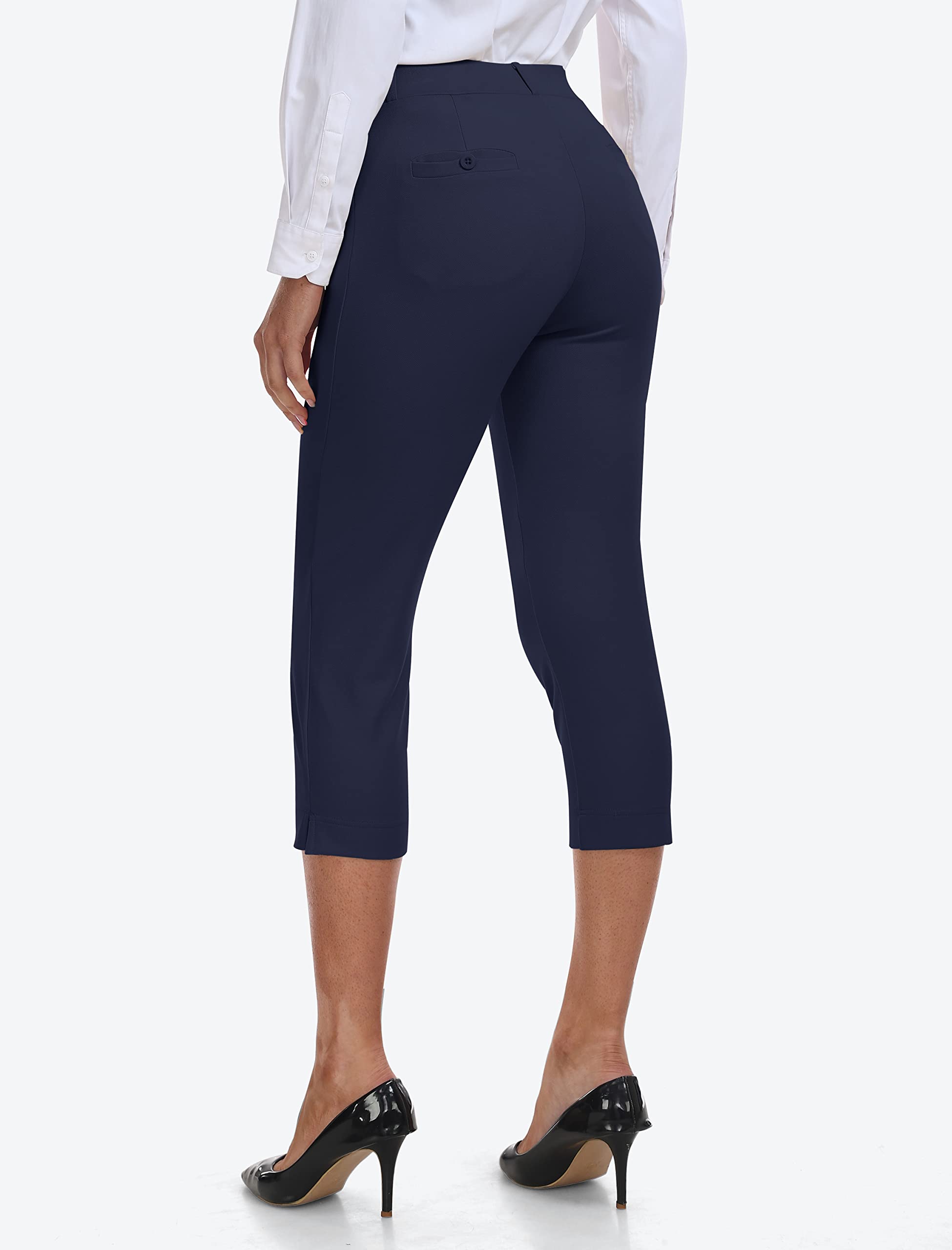 Pantaloni da Golf da Donna Eleganti Capri Pants a Vita Alta Elasticizzati 3/4 Lungo Pantaloni per Lavoro Ufficio Yoga