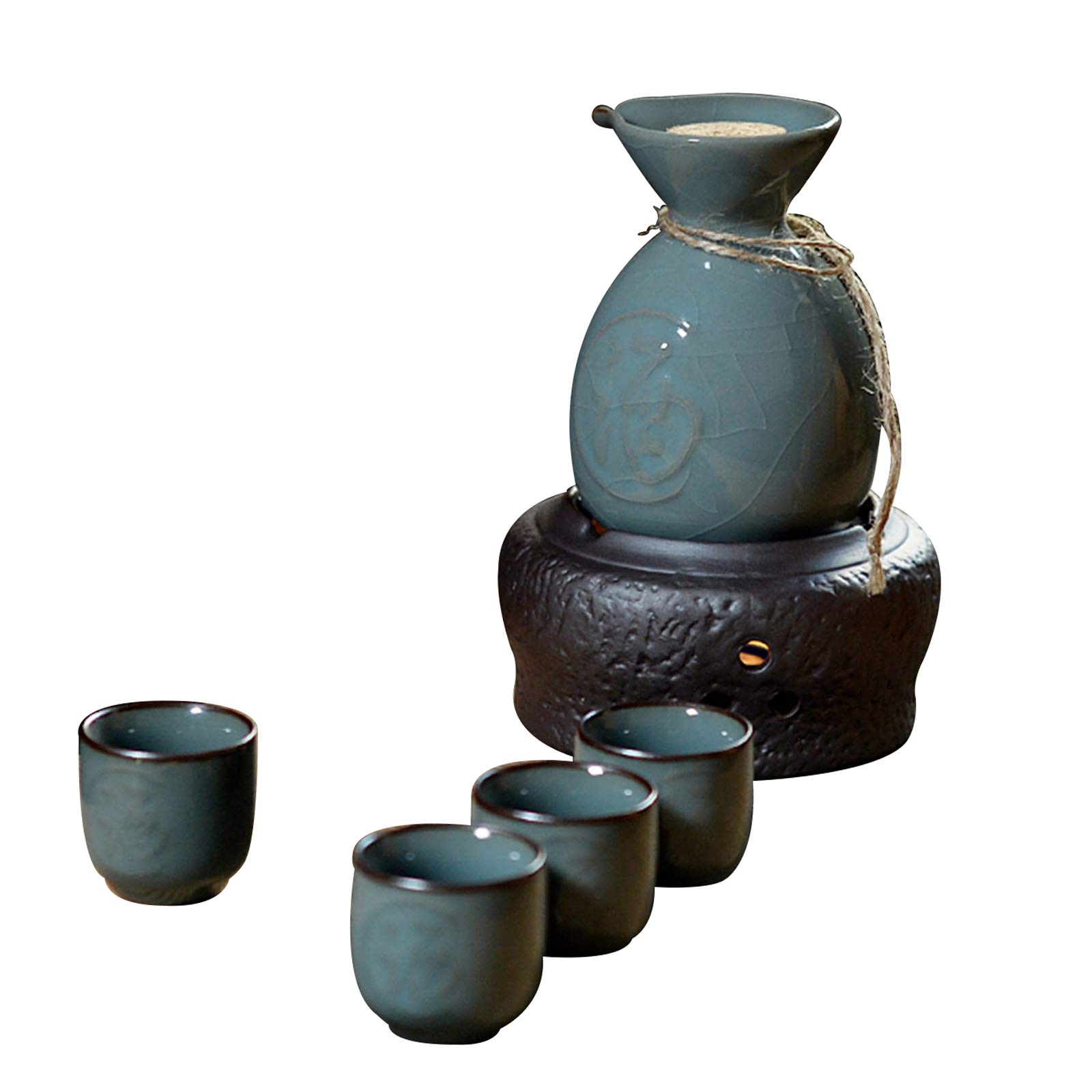 Tasse à saké Traditionnelle, Verres à vin en céramique, Ensemble de 6 Tasses à saké en céramique, Facile à Utiliser, Convient aux Amateurs de Culture, Artisanat Traditionnel (Une c