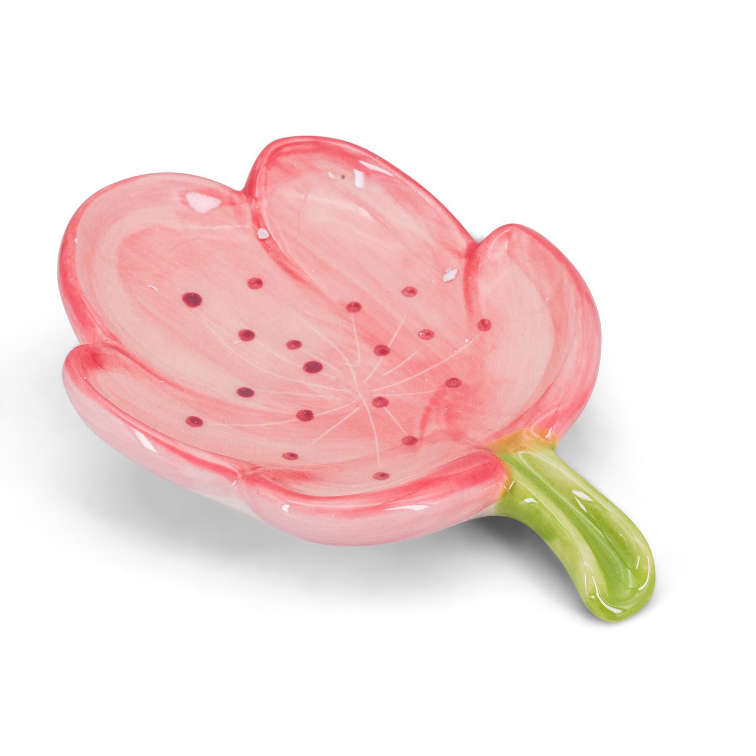 LINXUXIE Ceramic Soap Dish Holder for Bathroom, Flower Bar Holder for Shower, Easy Cleaning Saver Tray Decoration for Bathroom, Sinks, Kitchen (Pink)