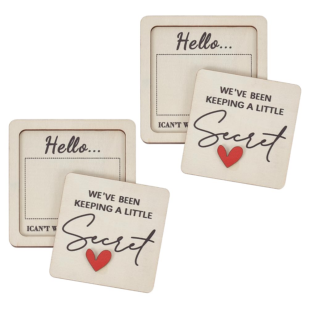HOBBIESAY 2Pcs Pregnant Announcement Grandparent Reveal Keepsake Square Ultrasound Picture Frame Announcements Sign Pregnancy Announcement for Grandparents Wooden Keepsake Box Grandparents Gift