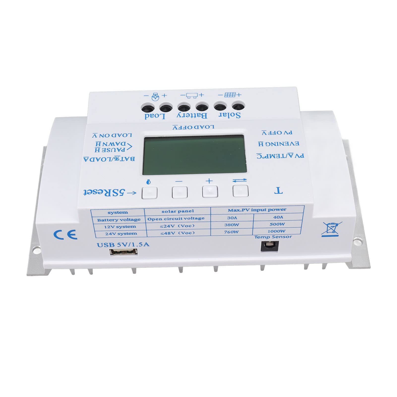 MPPT T40A, regolatore solare 12 V 24 V con schermo LCD, regolatore di pannello solare MPPT per camper, barca, casa, sistema off-grid, inum y