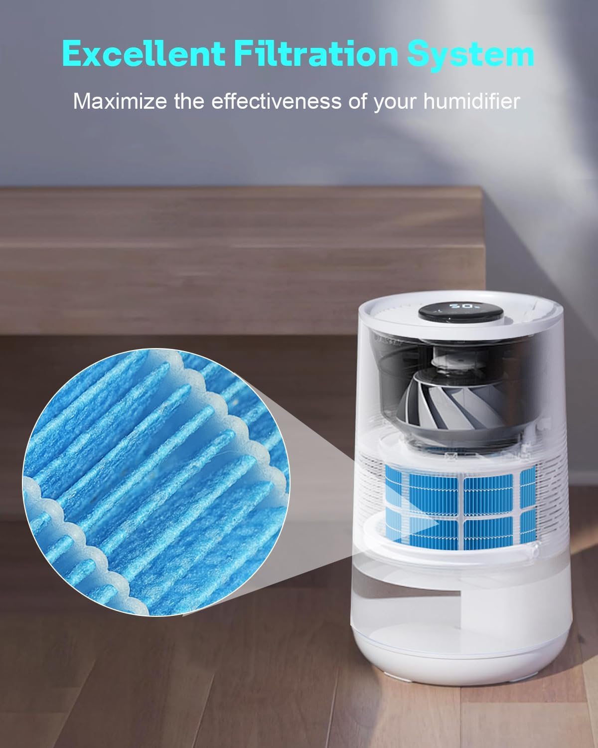 Leemone H35i Humidifier Replacement Filter Compatible with Blueair Premium Smart Humidifier, Effectively Capture Large Particles and Minerals, 4 Pack