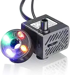Bomba Submersa com LED Colorido, Branco e Amarelo Bivolt Motor Bombinha para Fonte de Água Aquário Bebedouro Pet (Colorido)