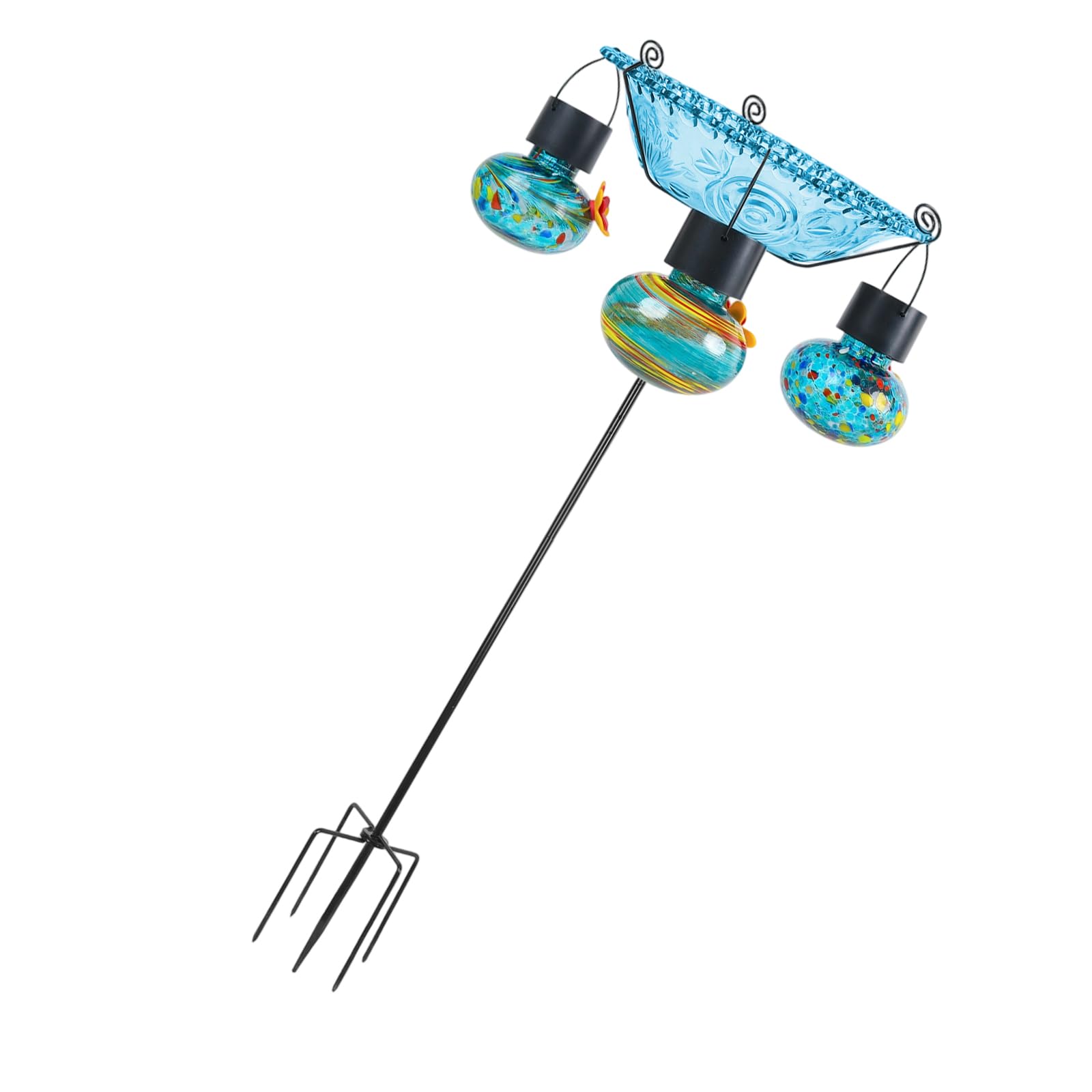 Mangiatoia solare per uccelli colibrì con finestra osservazione Picchetti da antiruggine per santuari per uccelli da balcone Mangiatoia in plastica resistente