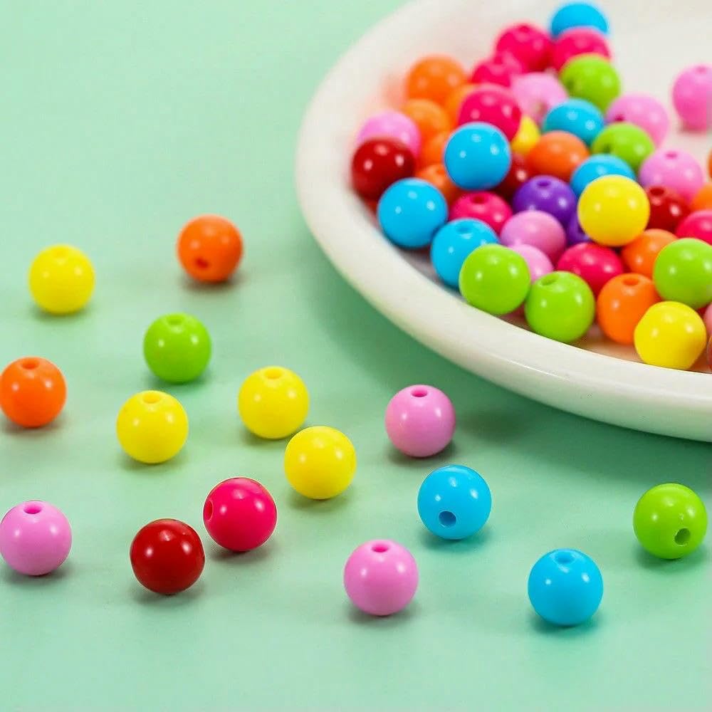 Lot de 200/400/1000 perles rondes en acrylique multicolores pour la fabrication de bijoux, accessoires d'espacement, orange, 10 mm, 1000 pièces