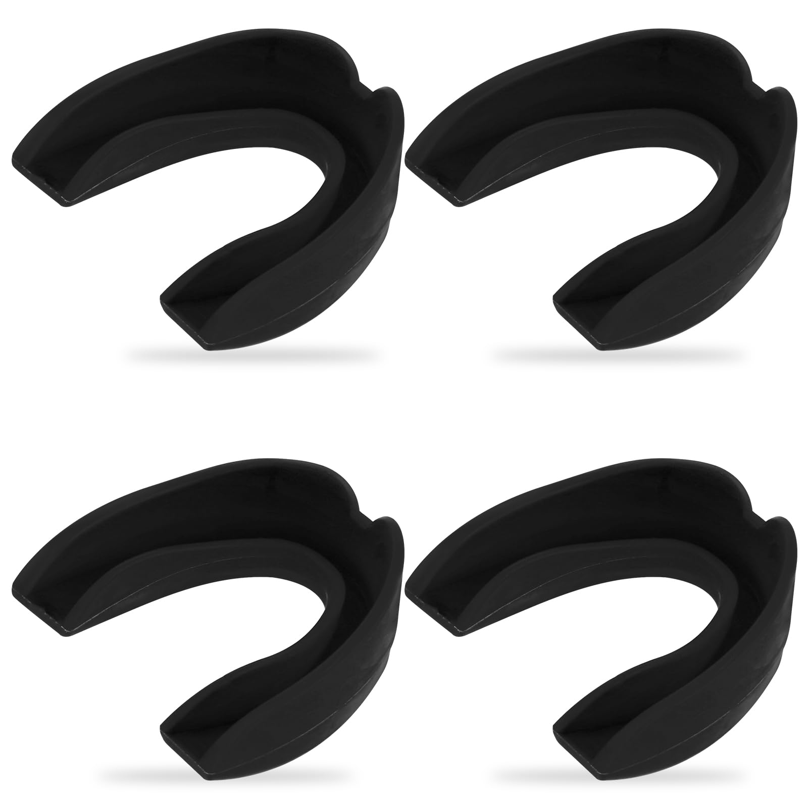 Dimeho 4 Pack Sports Mouth Guards Athletic Mouthpiece Sport Teeth Armor Gum Protector Bite Mouthguard for Football Soccer Boxing Hockey Karate Basketball Lacrosse Taekwondo Gear(Black)