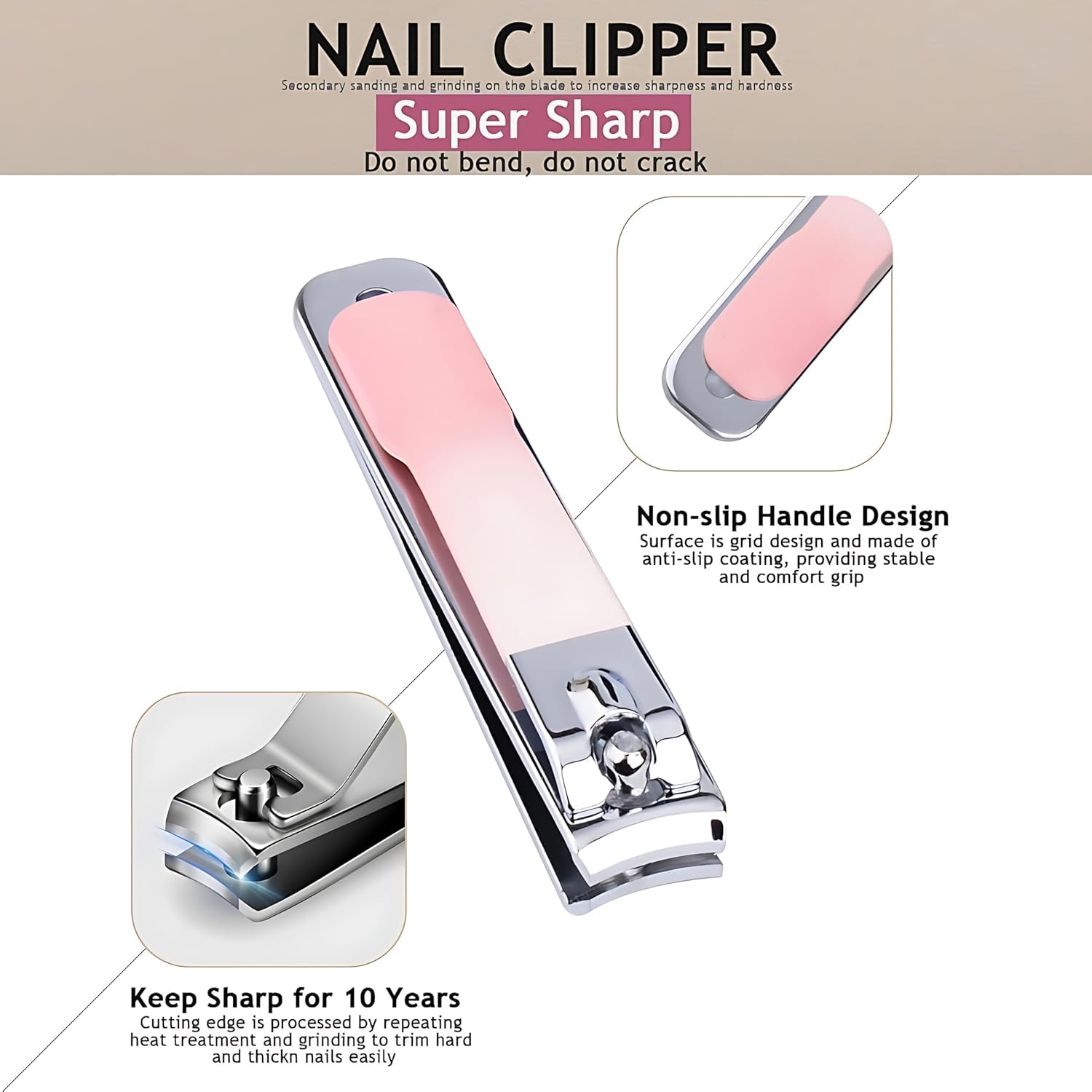 Netram Store Professional Manicure Multifunctional Nail Care Clippers Set Carbon Steel Portable Travel Mini Cutter Kit With Leather Bag For Men Women (10 Psc Pink) 4
