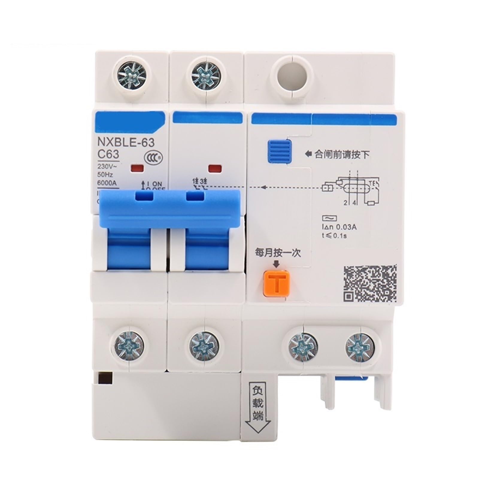 Interruptor diferencial RCBO 6KA Tipo C 2P 30 mA para instalaciones domésticas