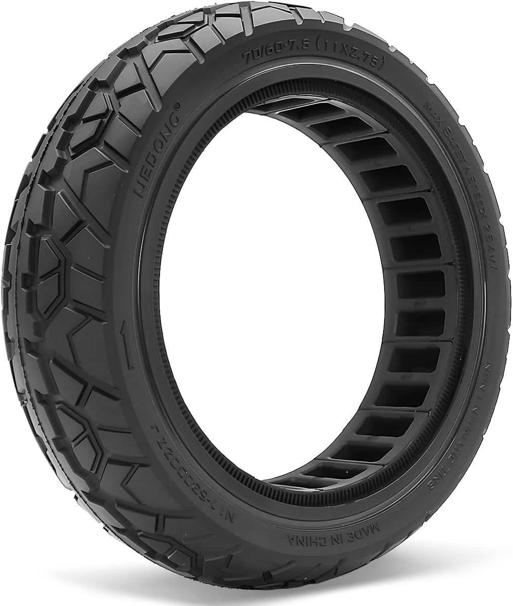 70/60-7.5 Off-road Solid Tire, Fit for Ninebot by Segway MAX G3 / ZT3 / ZT3 Pro Kickscooter, 11x2.75 Tubeless Tire, 11 Inch Explosion-Proof Tyre, Black
