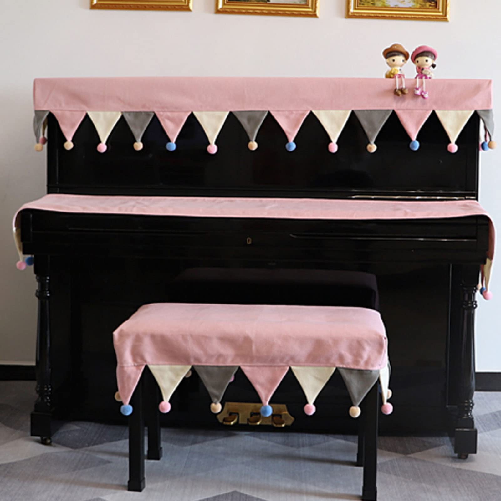 LekLai Copertura per Pianoforte Verticale, Copertura per Tastiera per Pianoforte Copertura Antipolvere con Coperchio Superiore + Copritastiera + Doppia Copertura per Sgabello per Tastiera Elettronic